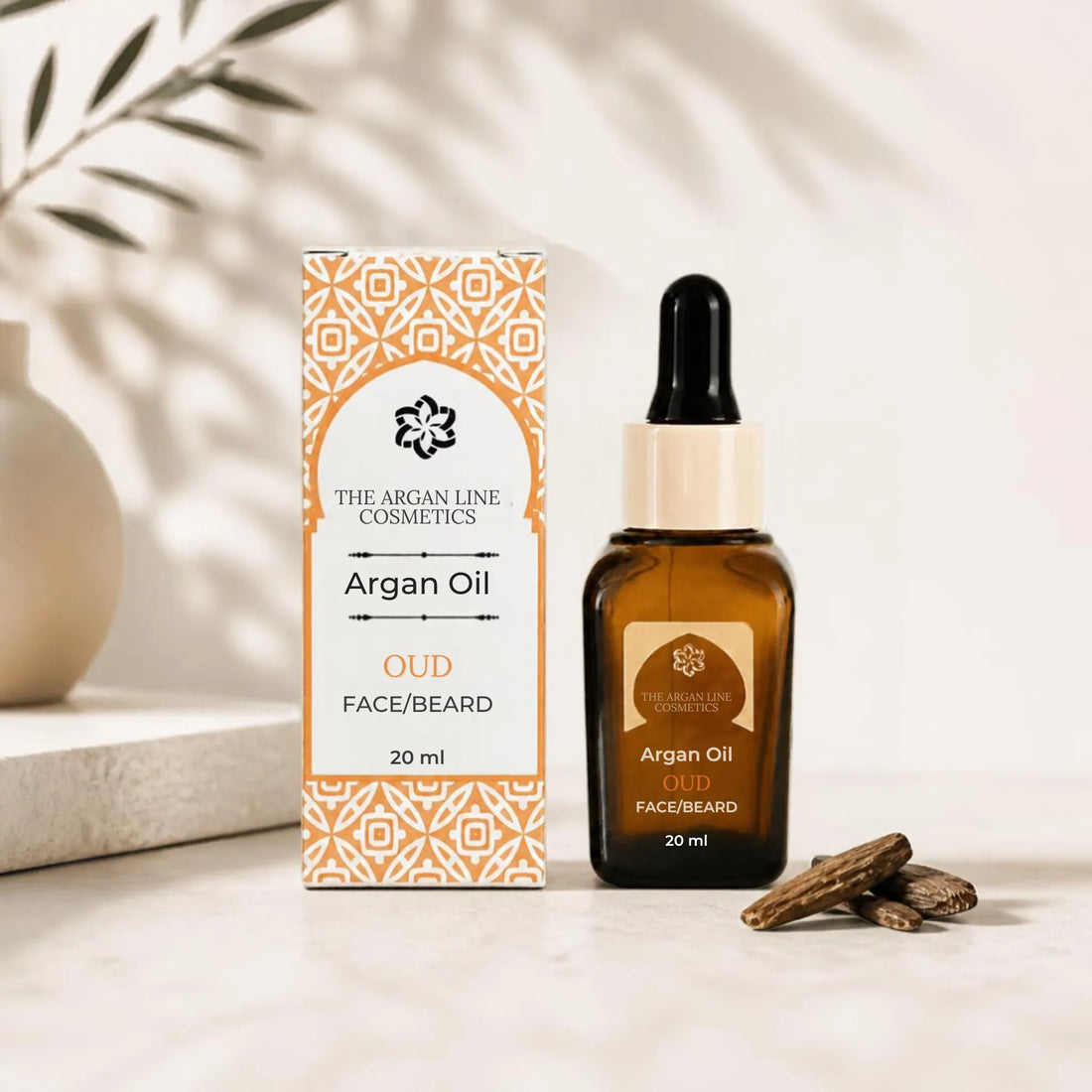 Stimmungsfoto von The Argan Line für das Bartöl mit Arganöl und Oud Duft
