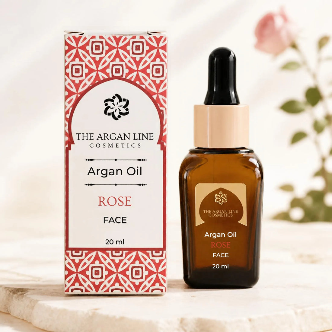 Gesichtsöl von The Argan Line mit Arganöl und Rosenöl